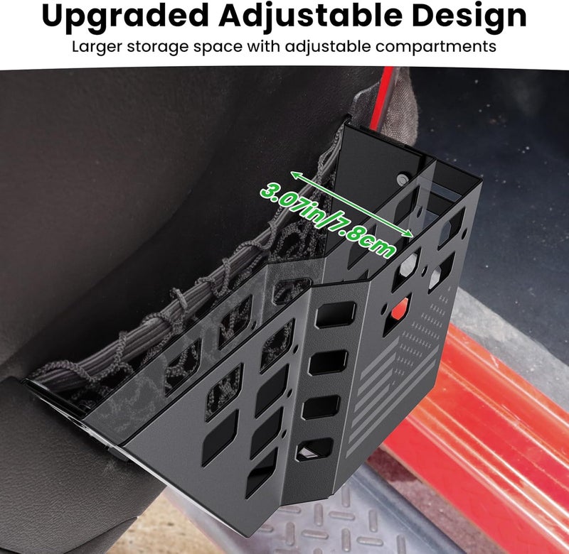 DIAMOOKY Upgraded Metal Front Door Pocket Storage Box for Jeep Wrangler JK JKU 2018 2017 2016 2015 2014 2013-2007 2/4 Door Accessories, Adjustable Door Organizer Molle Panels, Flag, 2PCS - Image 2